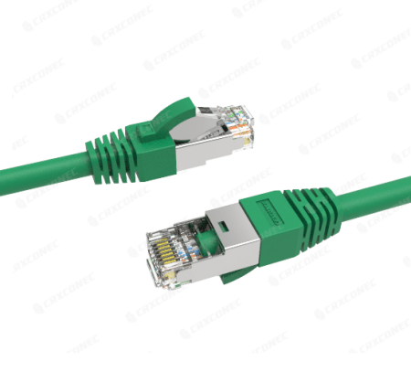 Cable de conexión de parche STP Cat.6A de 26AWG con chaqueta de PVC de color verde, certificado UL, 0.5M